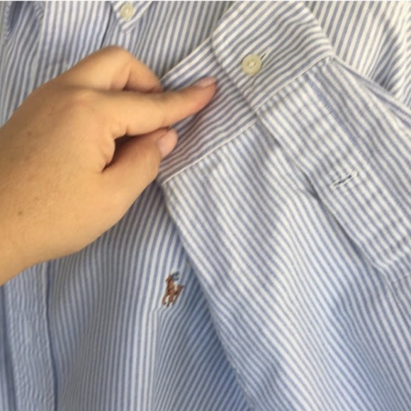 DONATED!Blue stripe Ralph Lauren men’s dress shirt - Picture 4 of 6
